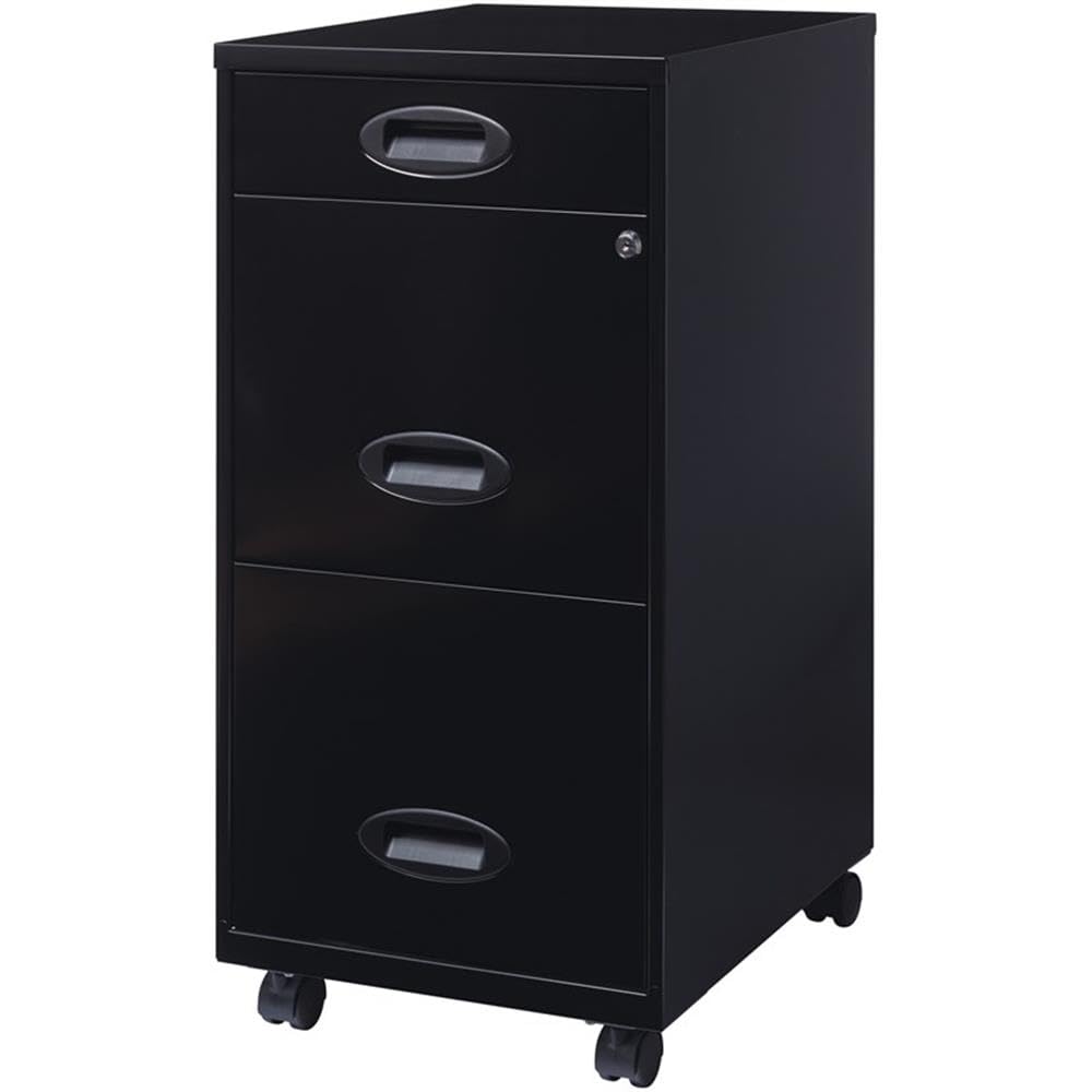 Black Metal 3 Drawer Vertical Filing Cabinet W430