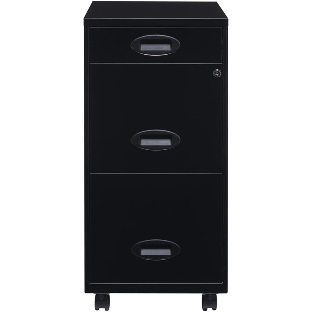 Black Metal 3 Drawer Vertical Filing Cabinet W430