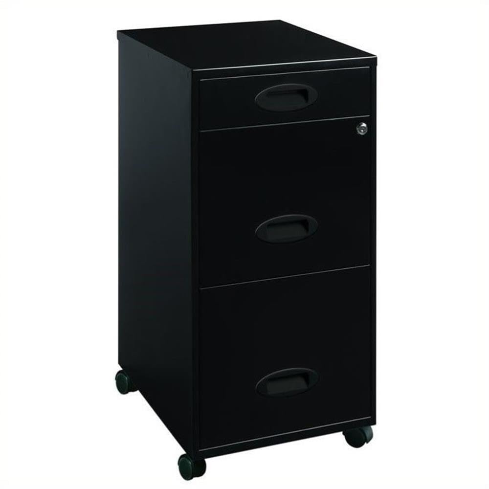 Black Metal 3 Drawer Vertical Filing Cabinet W430