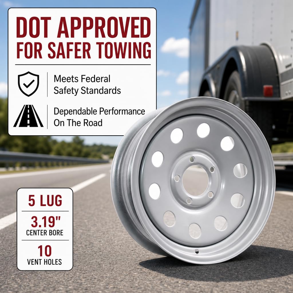 15 Inch 5 Lug Silver Trailer Wheel F586511