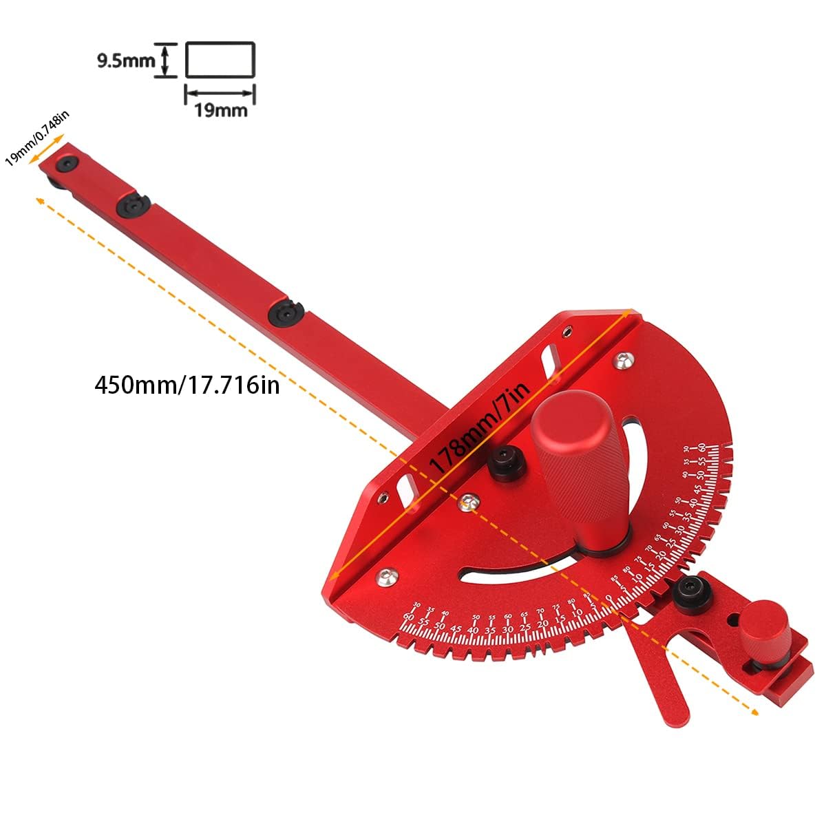 Aluminum Precision Miter Gauge with T-Track Fence and Flip Stop K3468