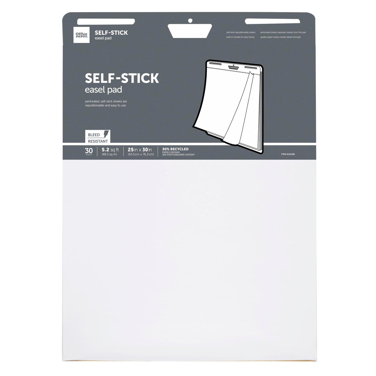 Self-Stick Easel Pad, 25" x 30", 30 Sheets, 30% Recycled, White B905