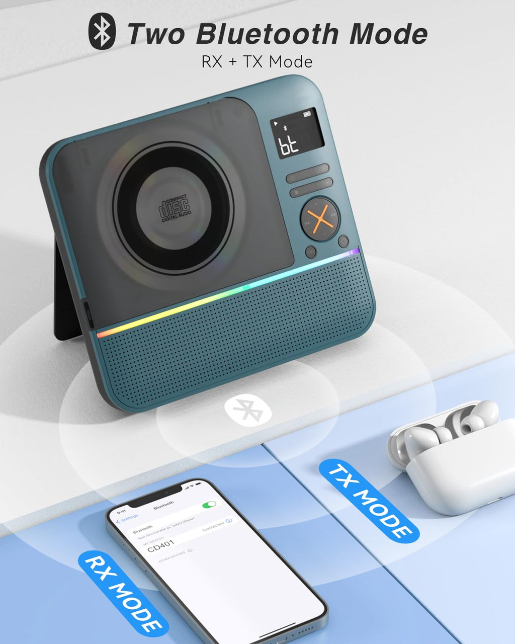 Portable CD Player with Bluetooth X72395
