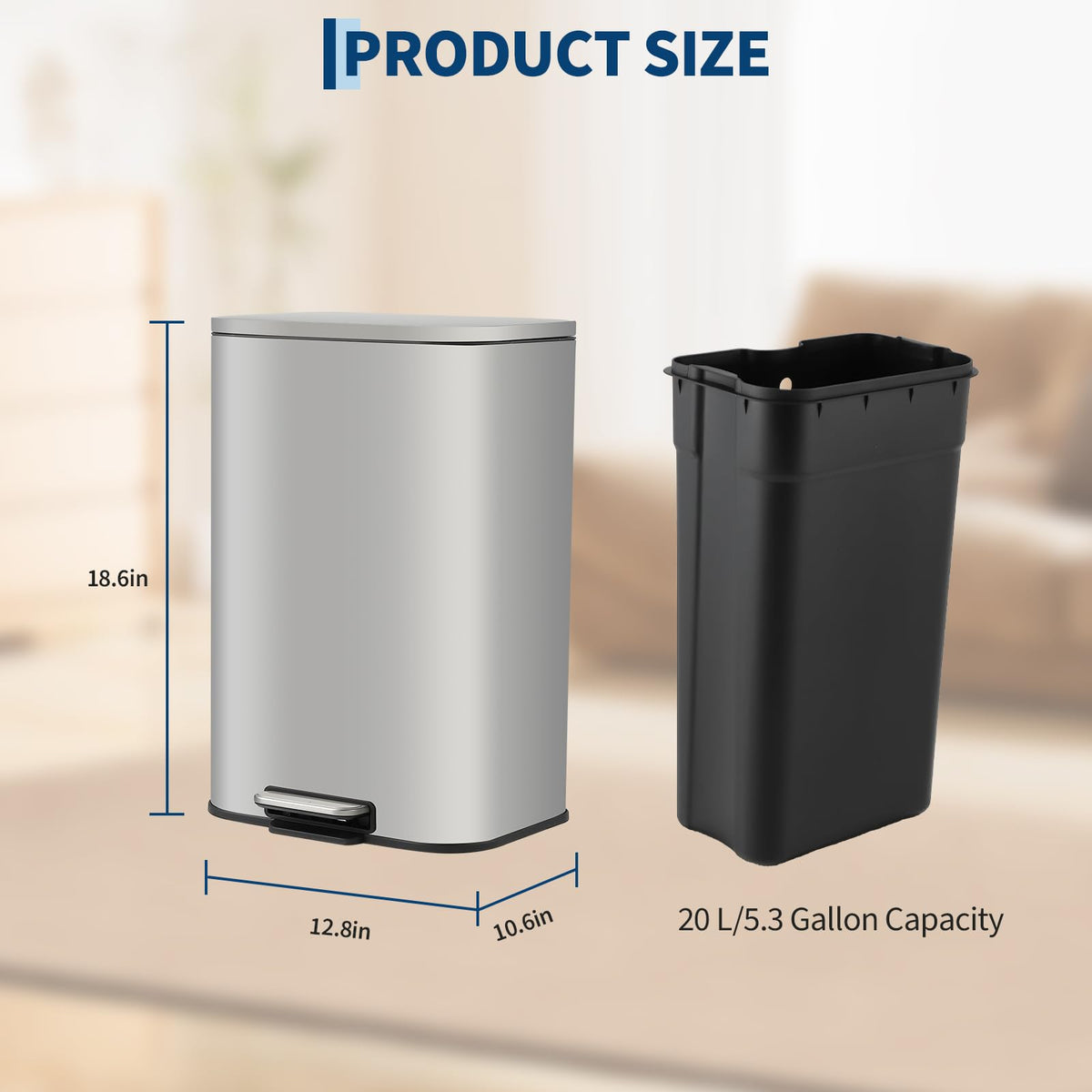 13.2 gal Stainless Steel Step Trash Can R7596
