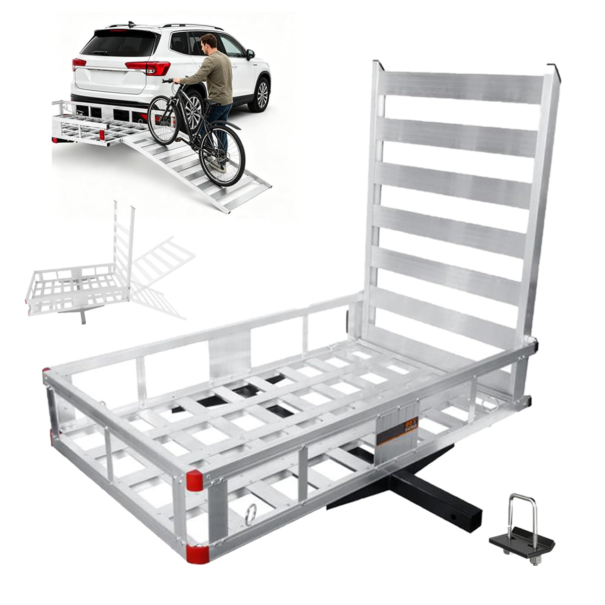 Aluminum Hitch Cargo Carrier with Ramp B5218