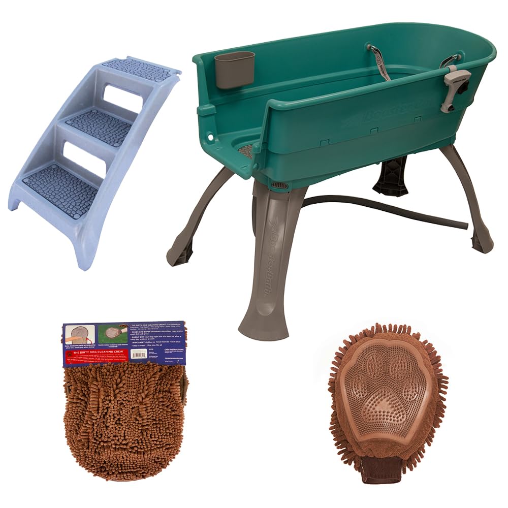 Elevated Pet Bathing Large Teal with Steps D569049