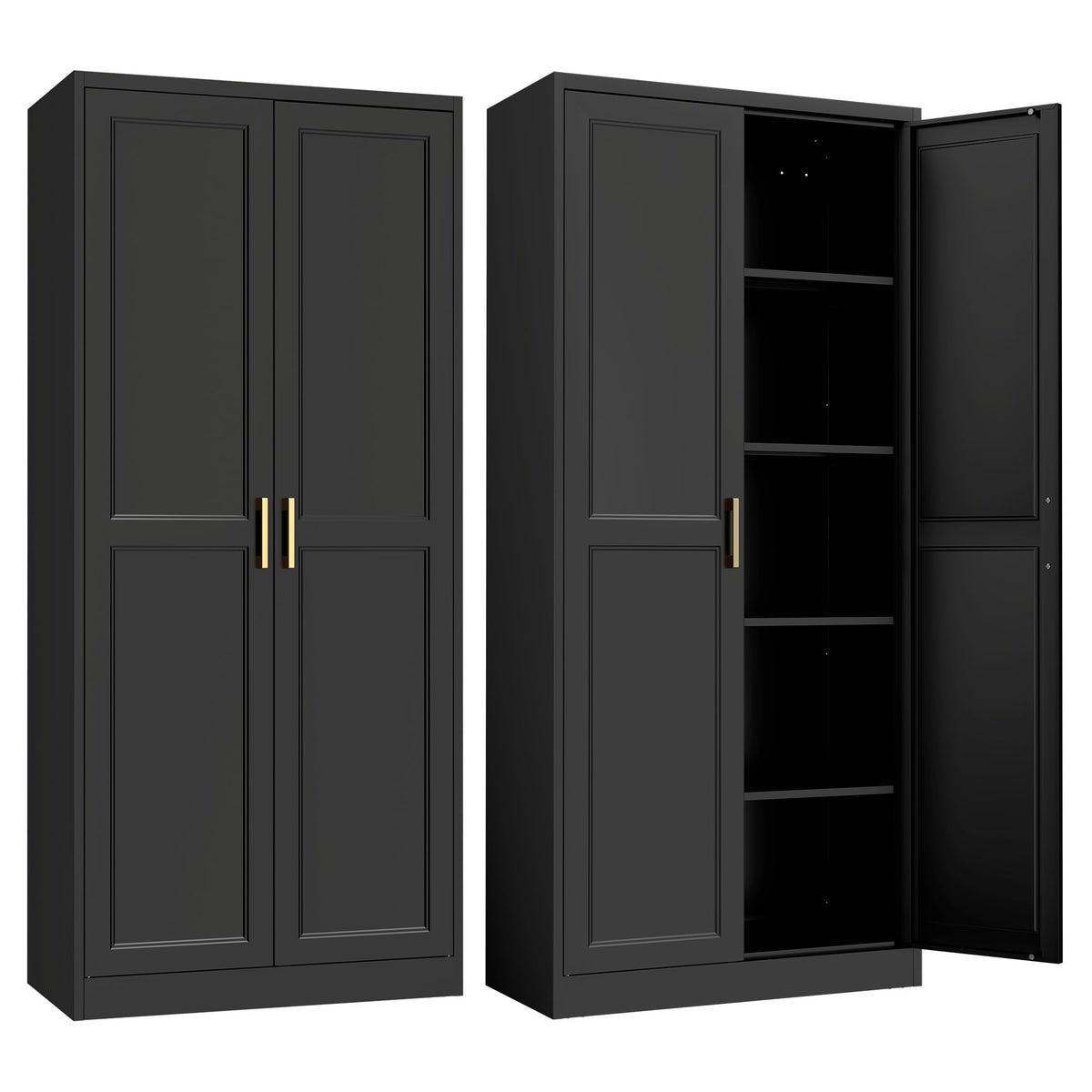 71" Metal Pantry Storage Cabinet with Doors & 4 Adjustable Shelves Y94879