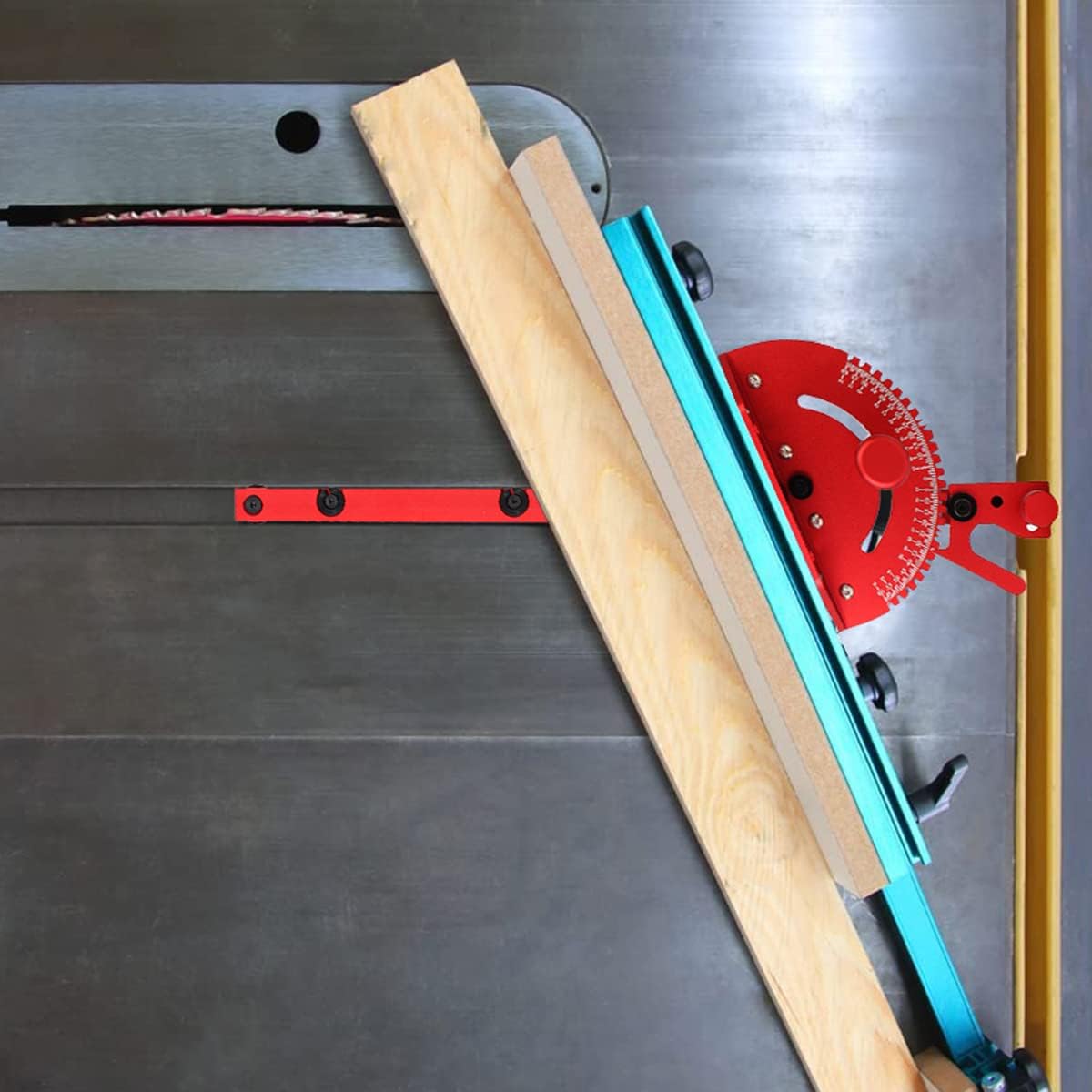 Aluminum Precision Miter Gauge with T-Track Fence and Flip Stop K3468