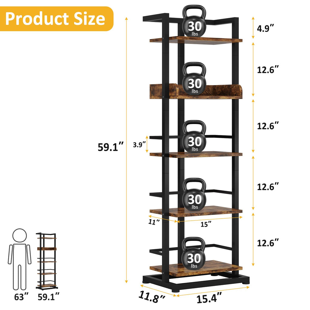 5 Tier Wood Bookcase with Metal Edge Protection Z980249