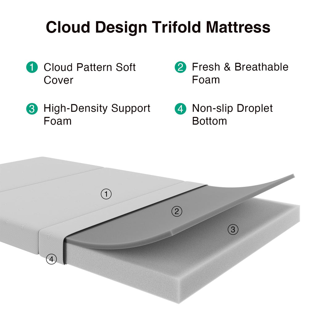 Foldable Foam Mattress Topper, Single Size 4 Inch H505977