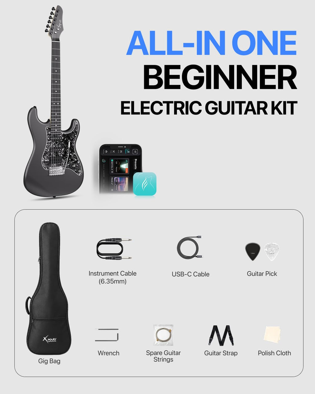 39" Smart Electric Guitar with Built-in 4 Effects D1507