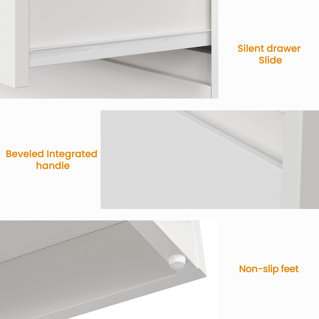 White 3 Drawer Nightstand Y3729