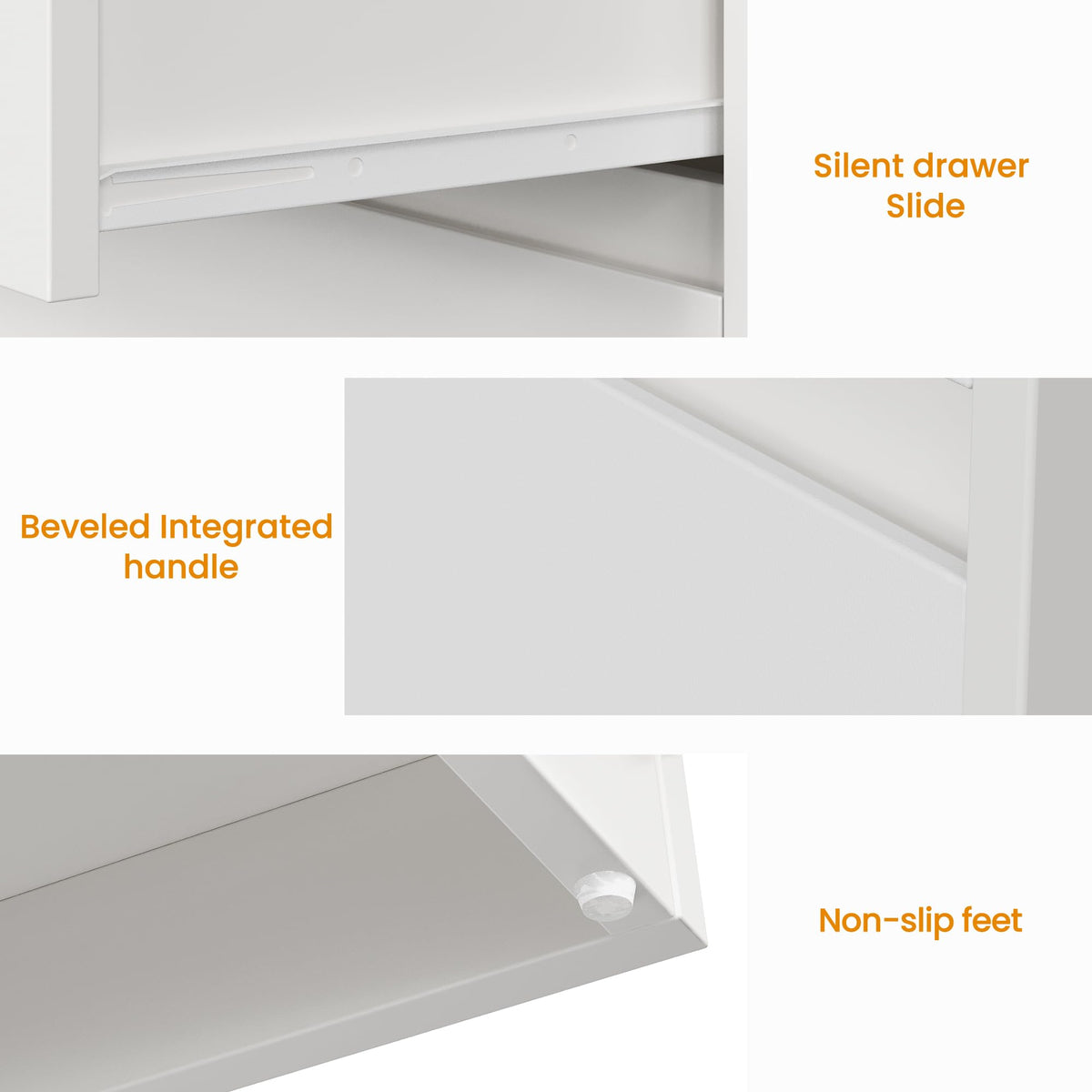 White 3 Drawer Nightstand Y3729