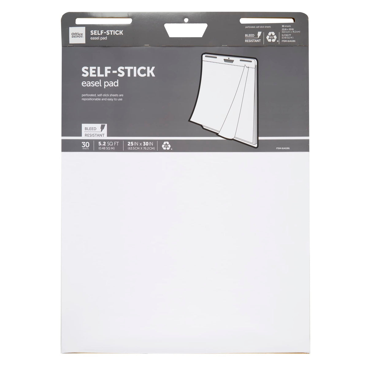 Self-Stick Easel Pad, 25" x 30", 30 Sheets, 30% Recycled, White B905
