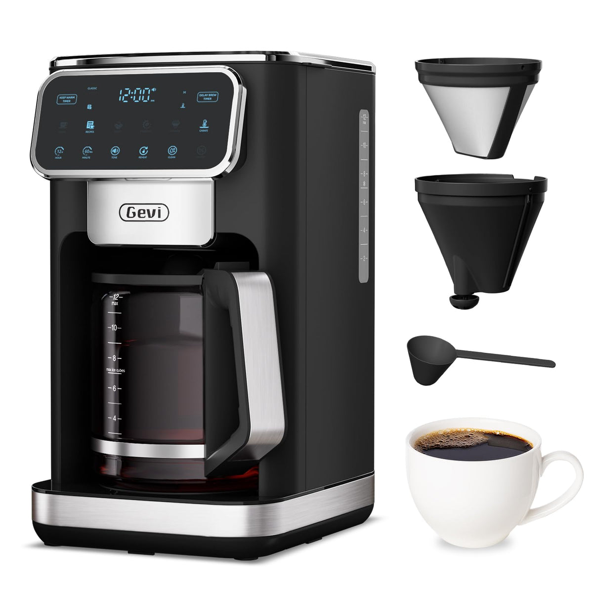 12-Cup Coffee Maker with Glass Carafe B533257
