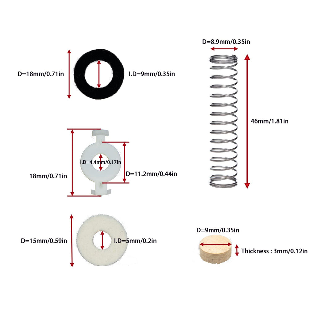 Trumpet Valve Repair Kit with Springs Felts and Cork Pads O45671