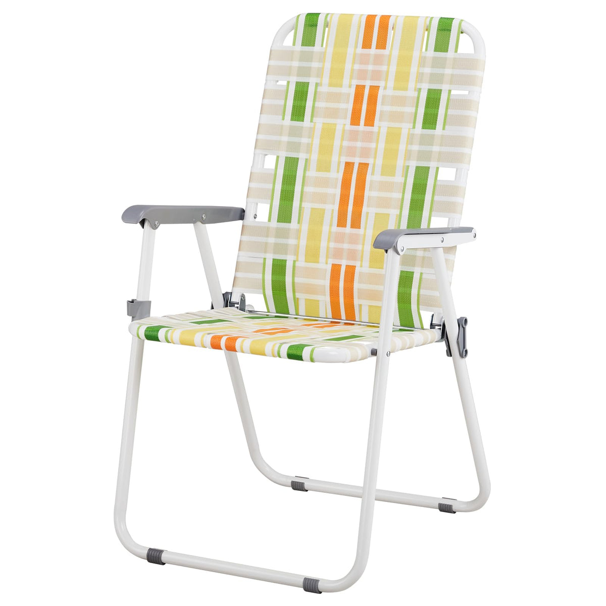 Set of 2 Webbed Folding Beach Chairs Yellow & Green I677552
