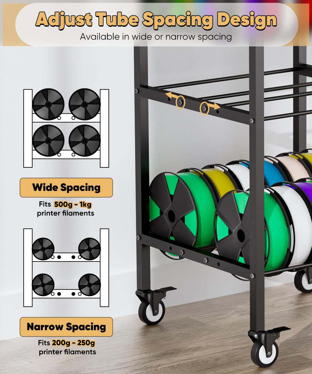 5-Tier 3D Printer Filament Storage Rack with Wheels H6000