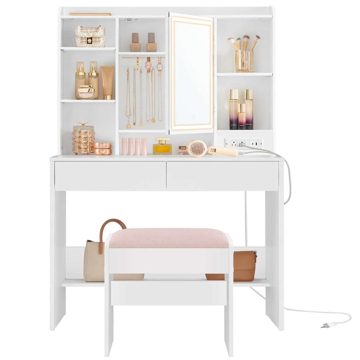 Vanity Desk with Mirror and Lights I30498