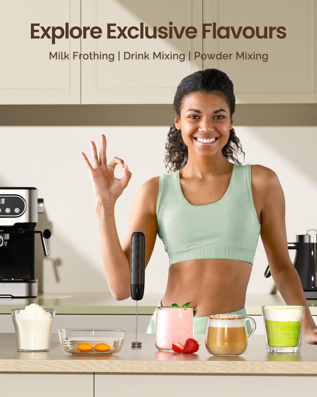 Rechargeable Milk Frother with Detachable Wand G3591