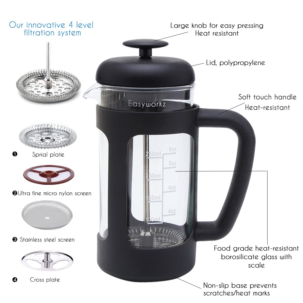 12 oz Stainless Steel French Press and Creamer Sugar Bowl Set S4398
