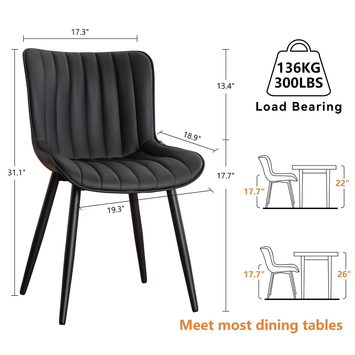 Black Dining Chairs Set of 2 I182092