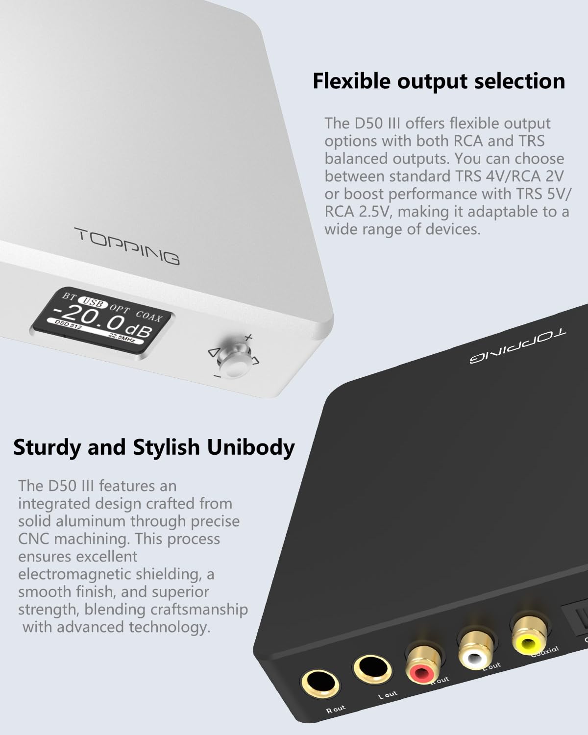 Desktop HiFi DAC & Preamplifier, Bluetooth 5.1, RCA/TRS Outputs (Black) U99411