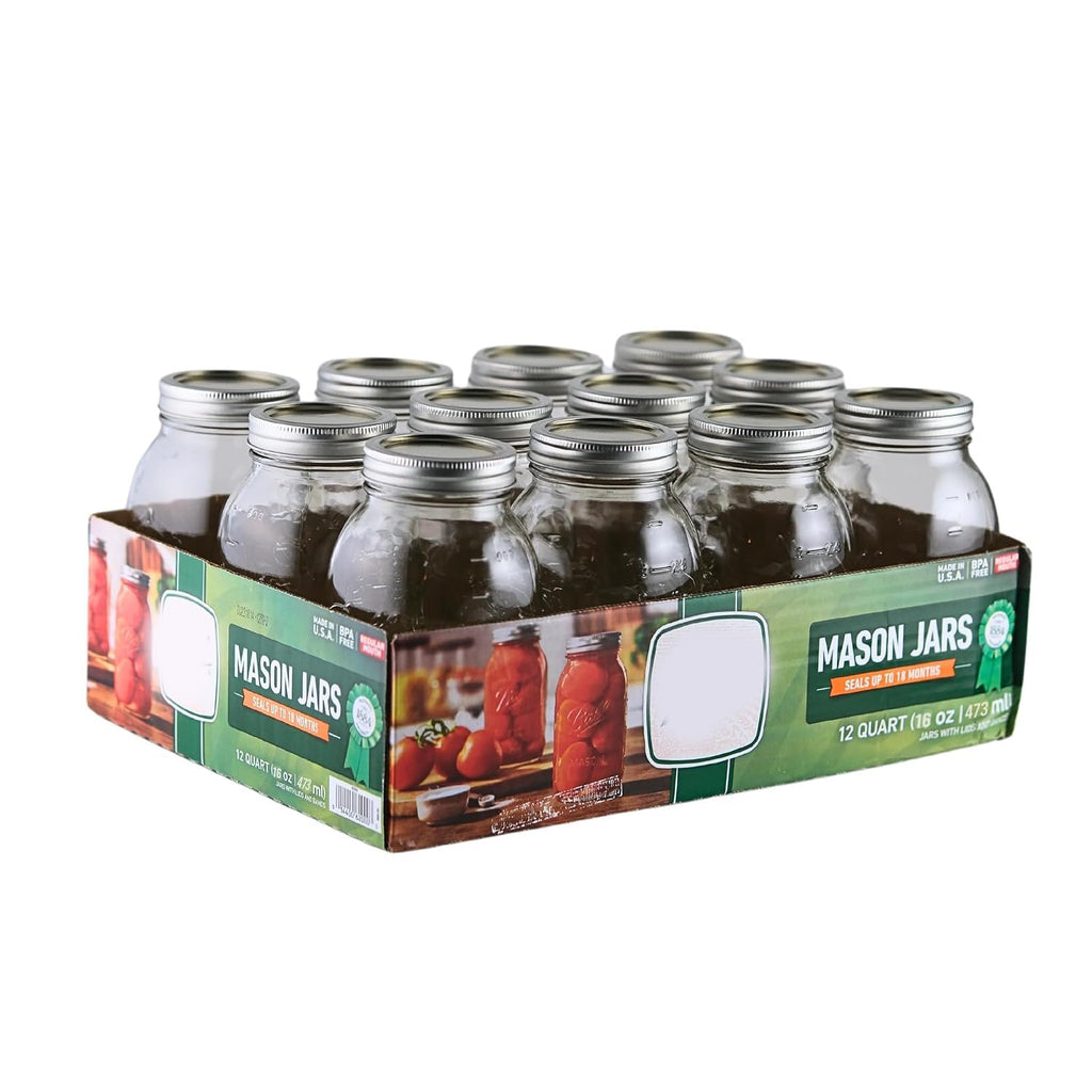 16Oz Regular Mouth Jars with Lids & Bands 12 Pack I72306