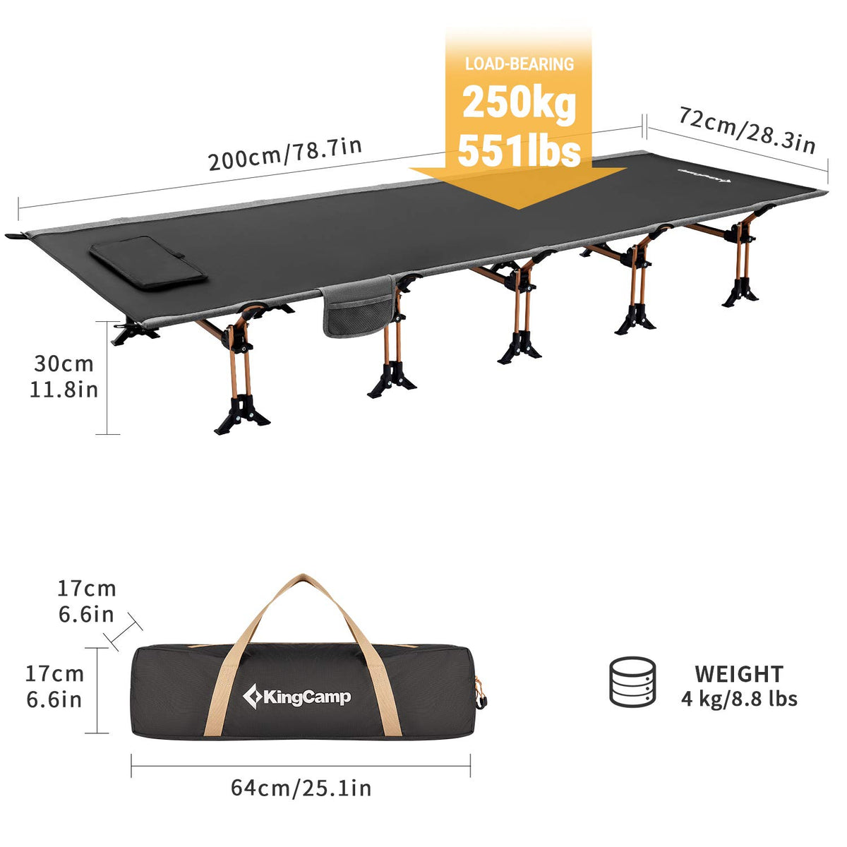 Portable Camping Cot & Single-Size Inflatable Sleeping Pad O743