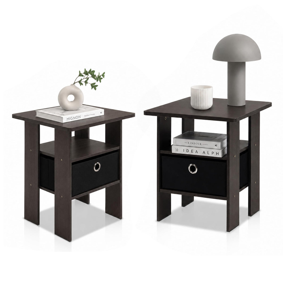 Brown 3-Tier Square Side Table Set of 2 A82887