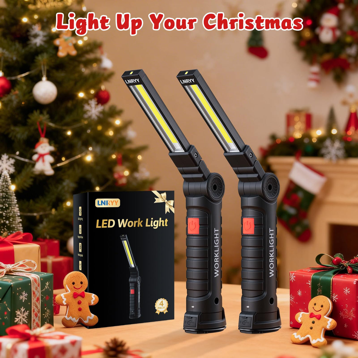 4 Pack Rechargeable Magnetic LED Work Light K7916