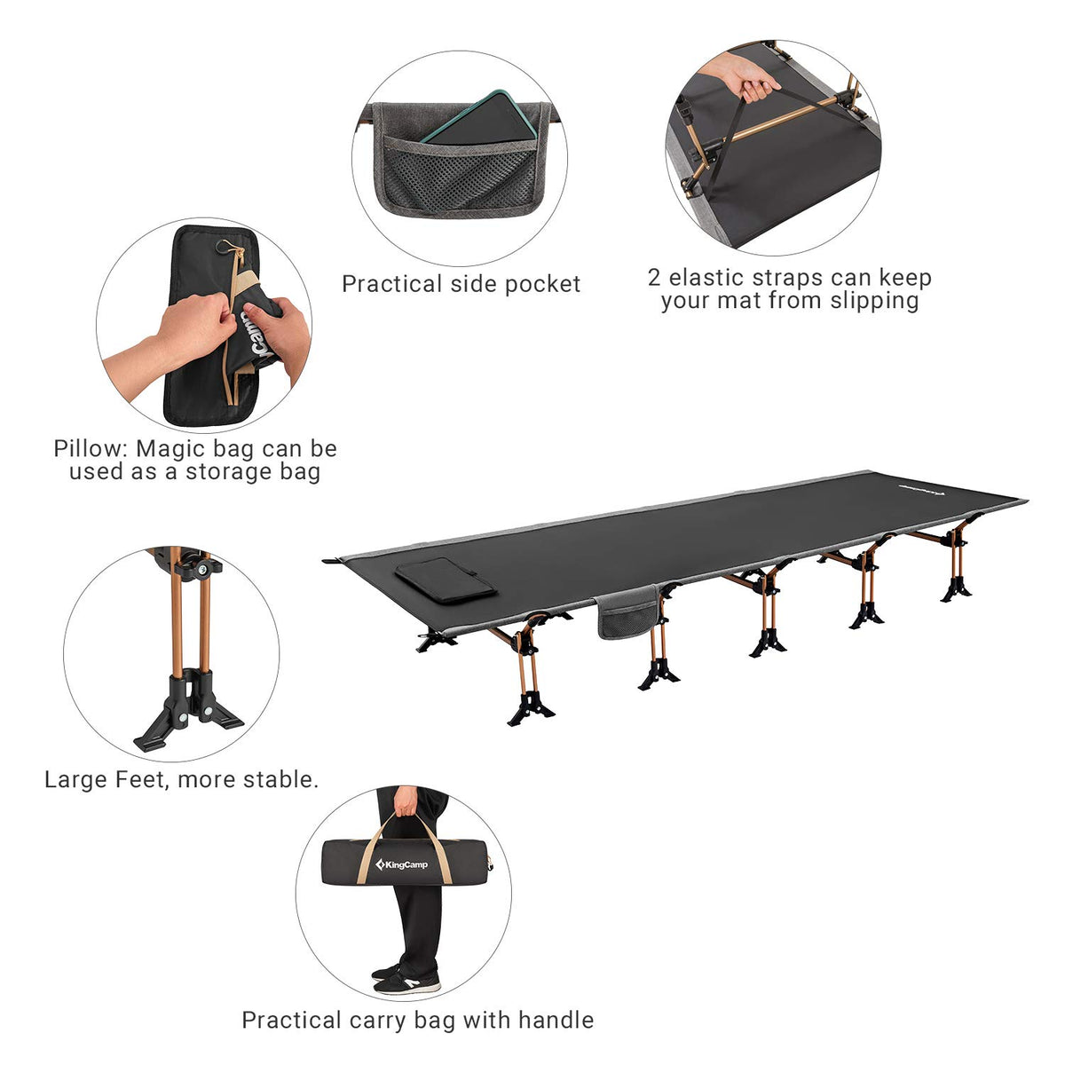 Portable Camping Cot & Single-Size Inflatable Sleeping Pad O743