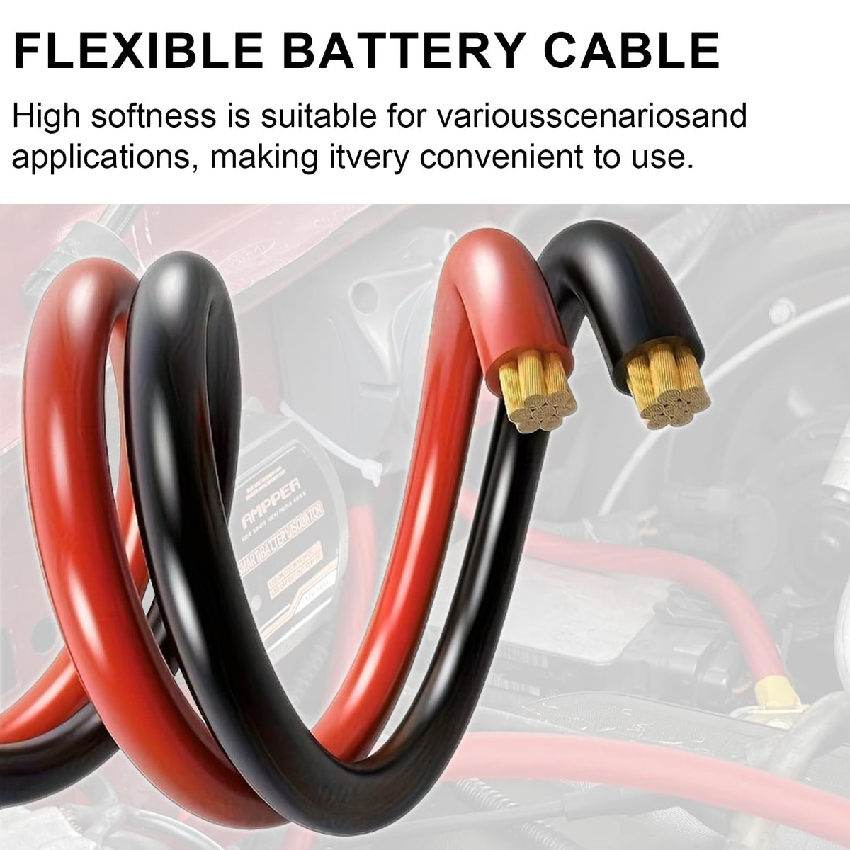 0 Gauge CCA Battery Cable 10FT Red 10FT Black U45219