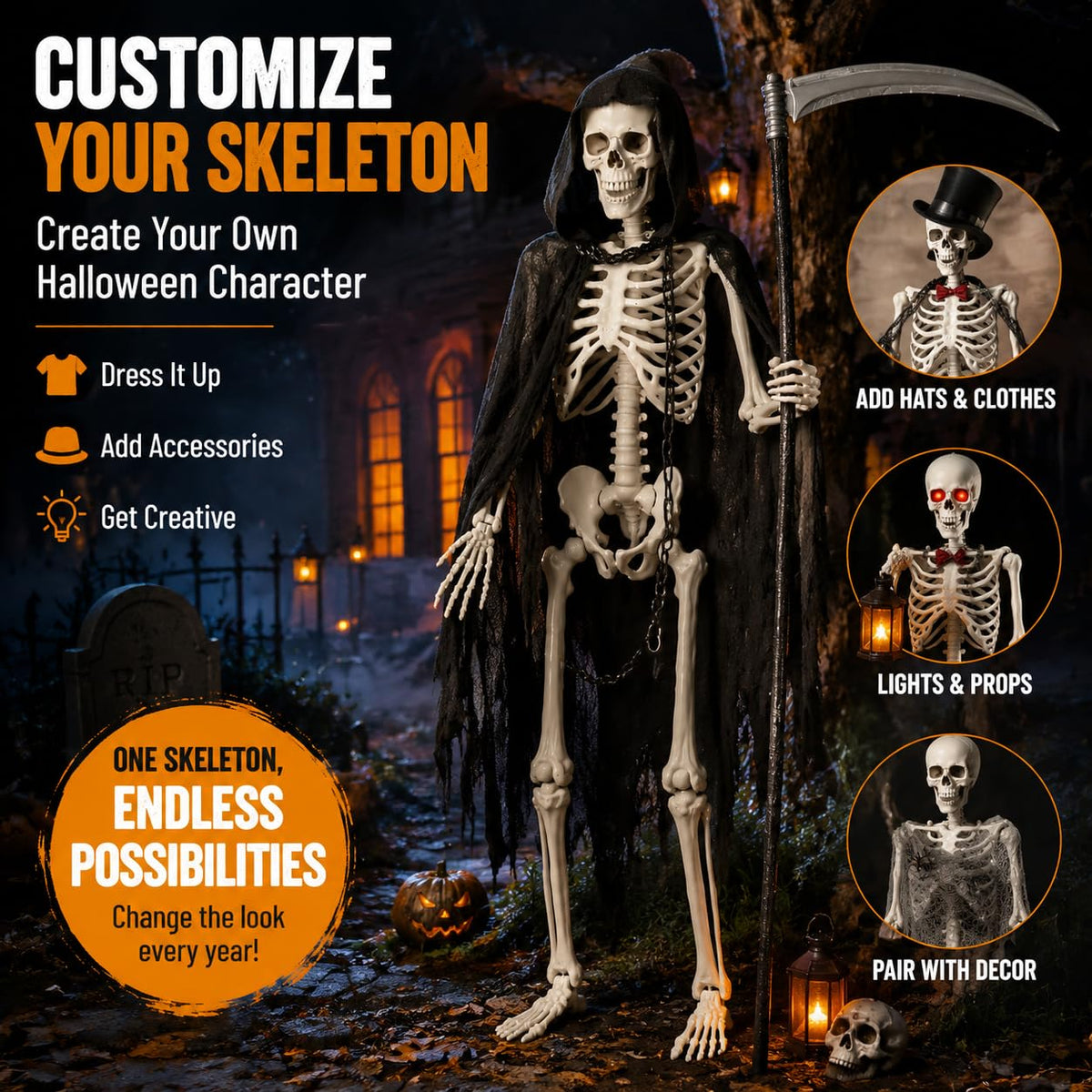 5.4 FT Poseable Skeleton E50100