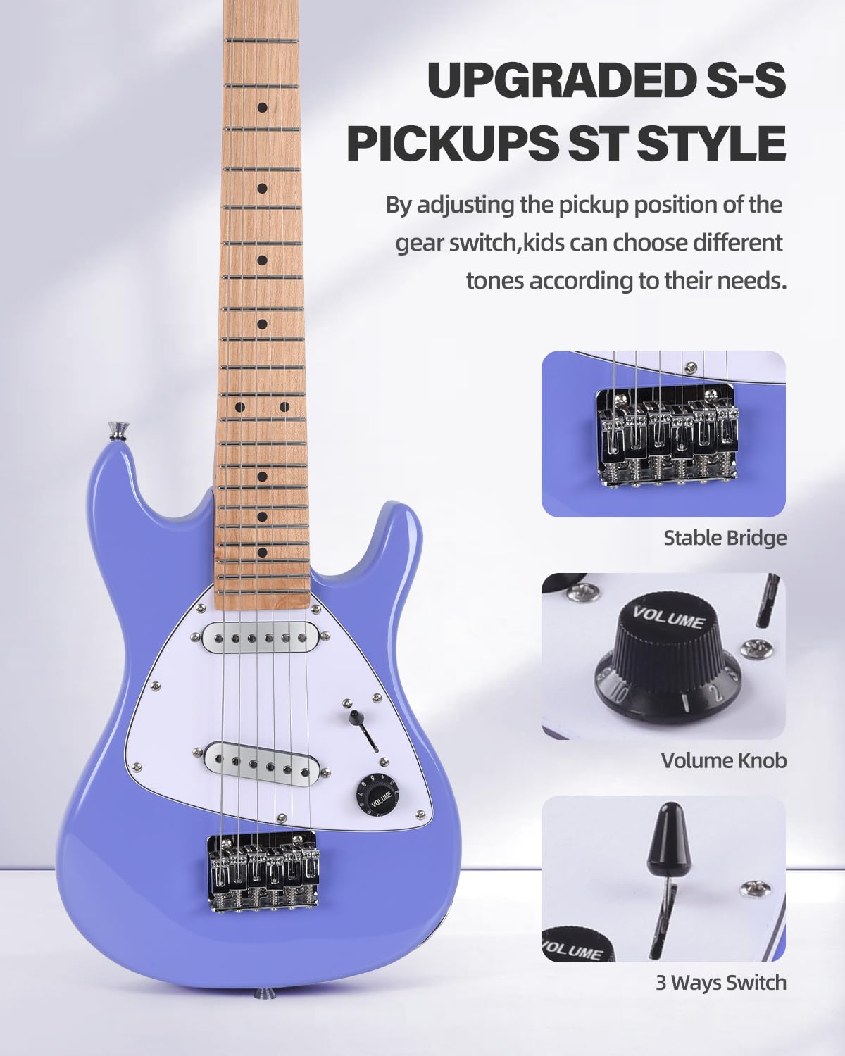 30 Inch 1/4 Size Purple Electric Guitar Kit with Amp D82148