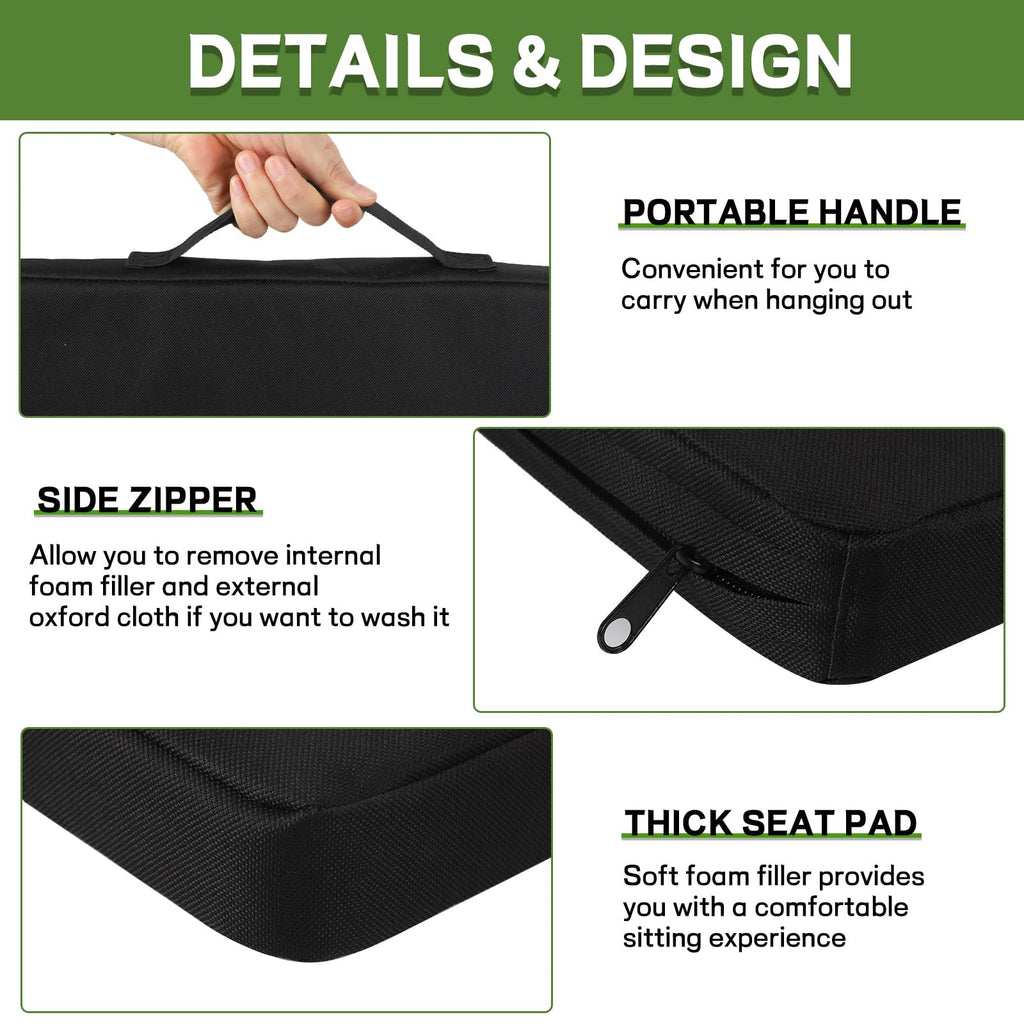 Black 2 Pack Waterproof Oxford Stadium Seat Cushions D55716