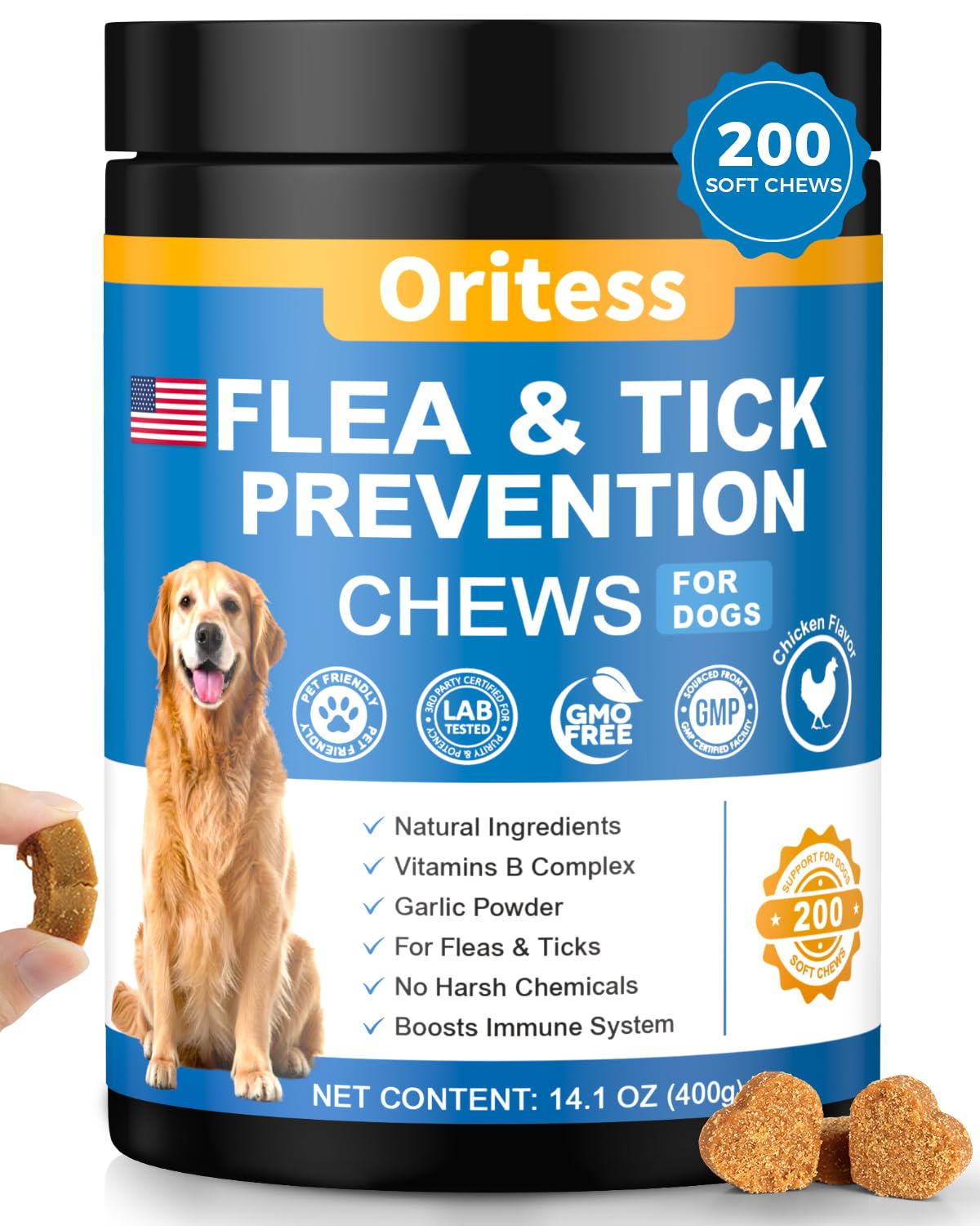 Flea and Tick Prevention for Dogs 200 Soft Chews Chicken Flavor F974