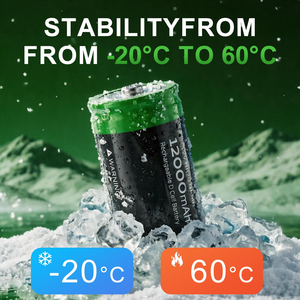 Rechargeable D Batteries, 12000mAh Ni-MH 1.2V 4-Pack V105204