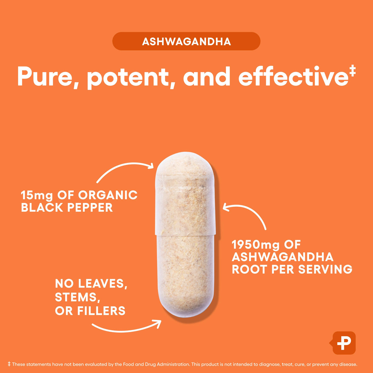 Organic Ashwagandha Root Powder 1950mg 90 Veggie Capsules Y6698
