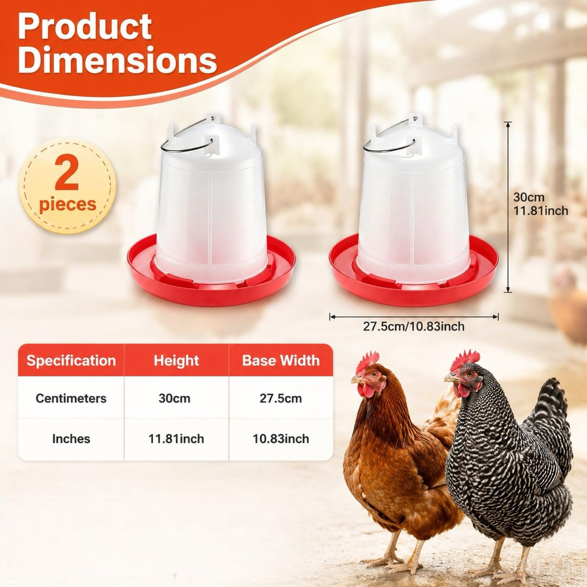 2 Pack 2 Gallon Poultry Waterer J738