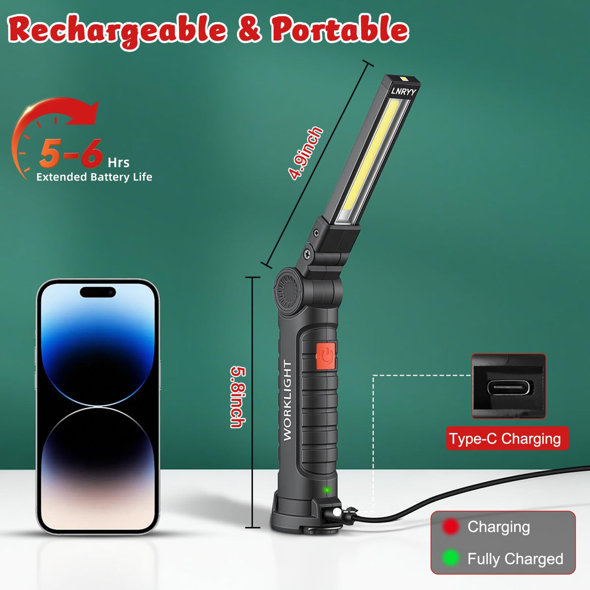4 Pack Rechargeable Magnetic LED Work Light K7916