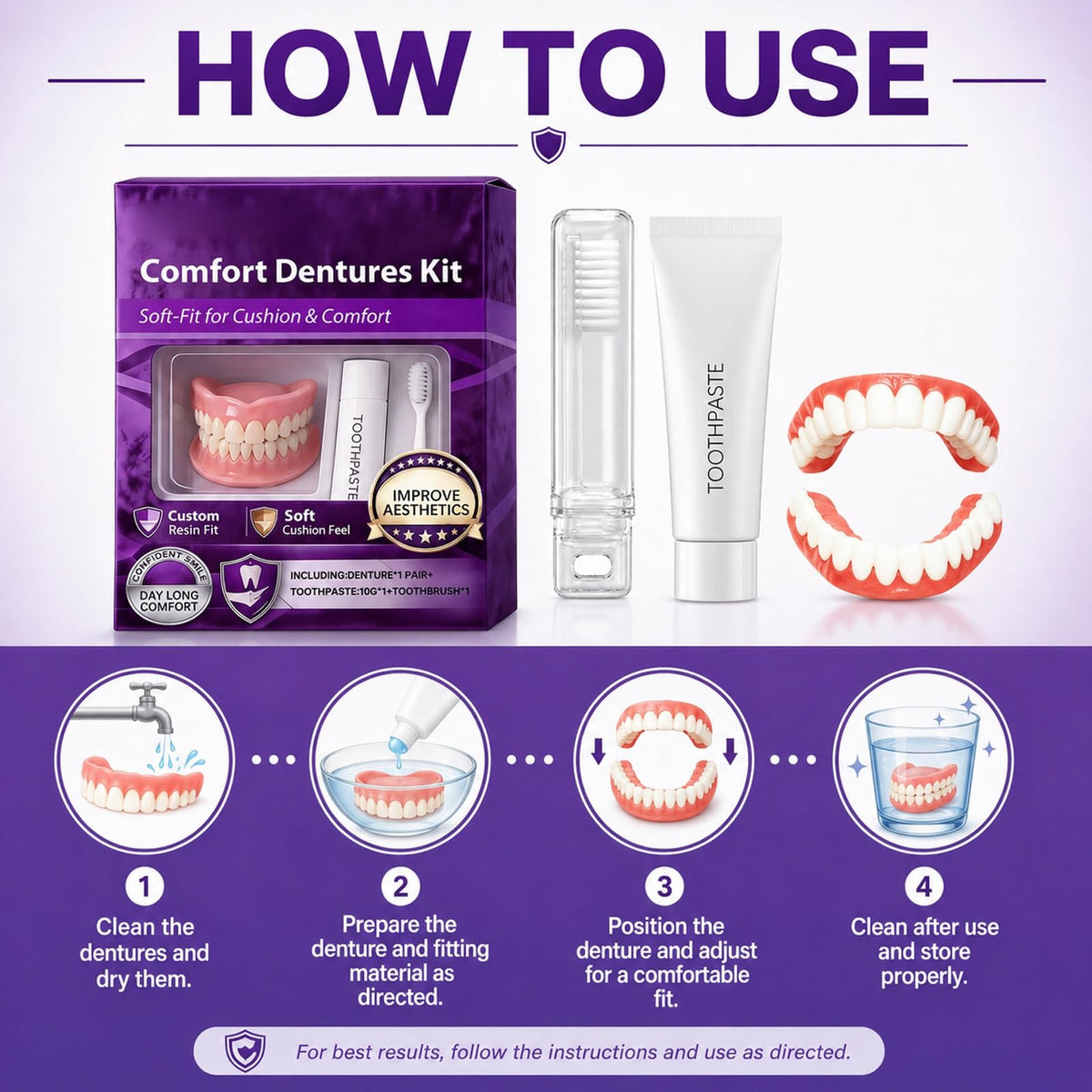 Silicone Dentures Upper & Lower Set I476