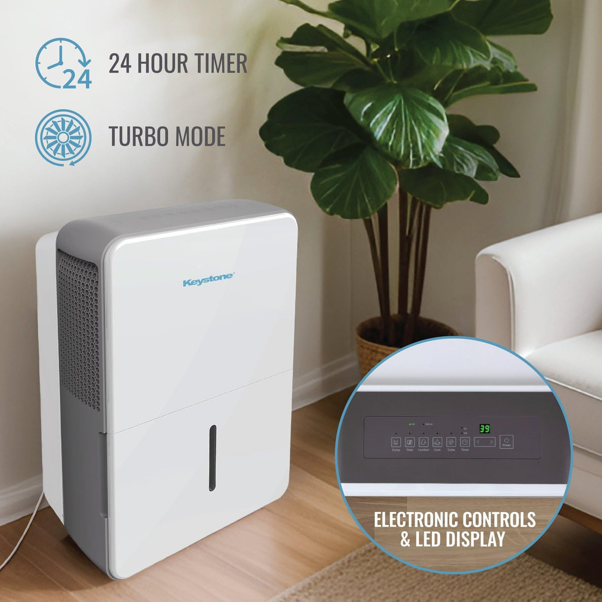 50-Pint Portable Dehumidifier with Auto-Shutoff and Timer Y81795