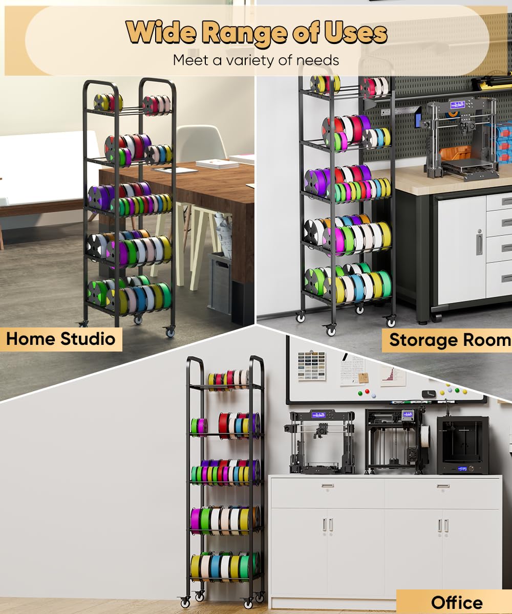 5-Tier 3D Printer Filament Storage Rack with Wheels H6000