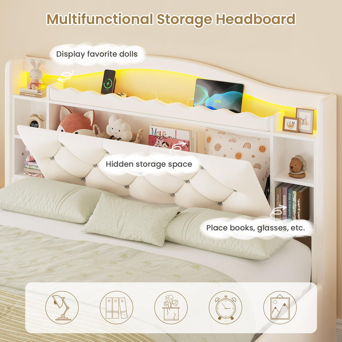 Full Size Velvet Upholstered Platform Bed with 4 Storage Drawers G318