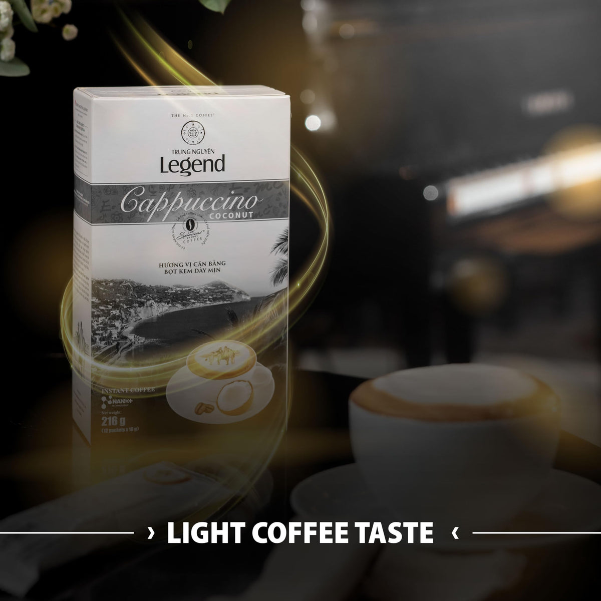 Pure Black and Cappucino Coconut Instant Coffee D47170