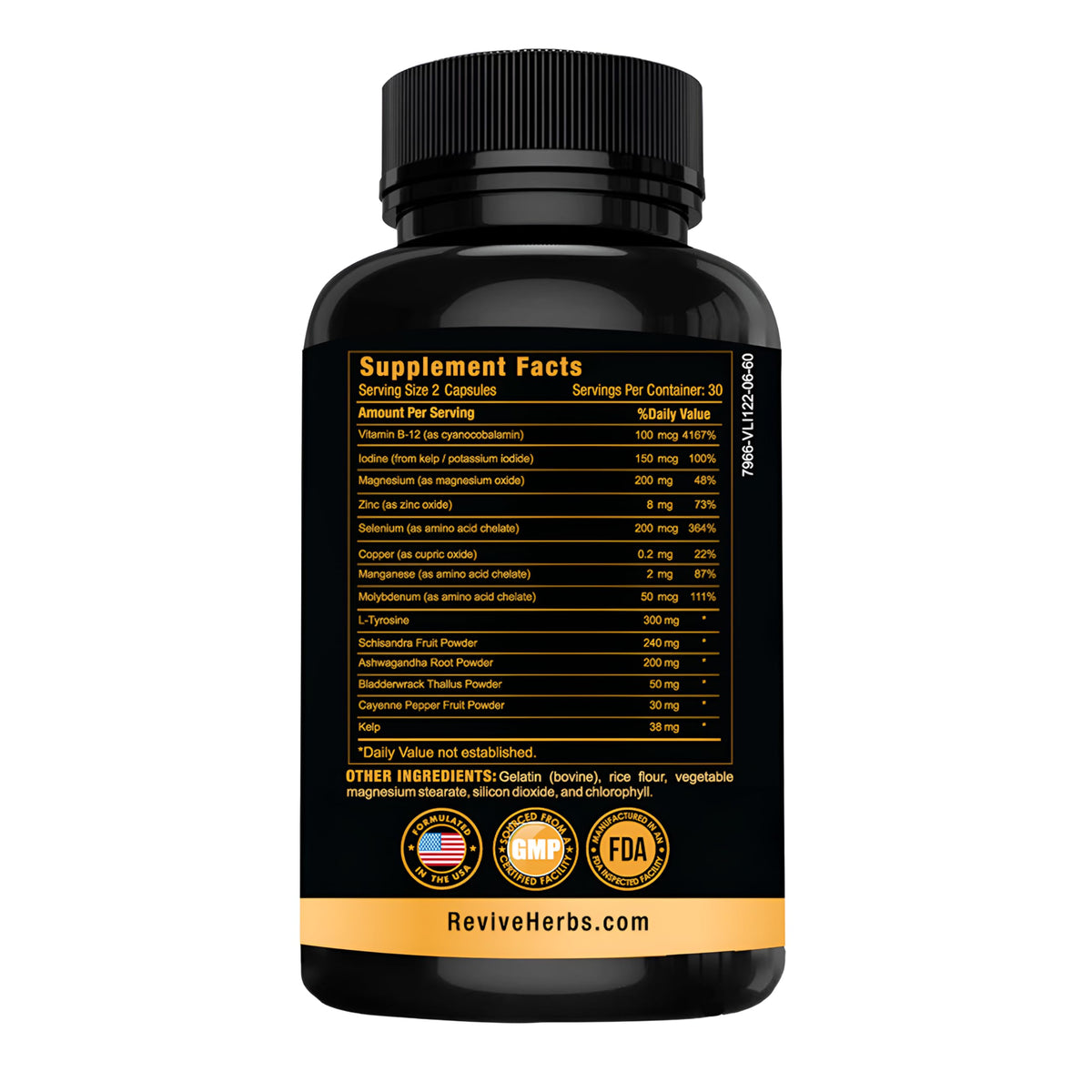 Ashwagandha Iodine Selenium Magnesium Zinc Vitamin B12 60 Capsules K1824