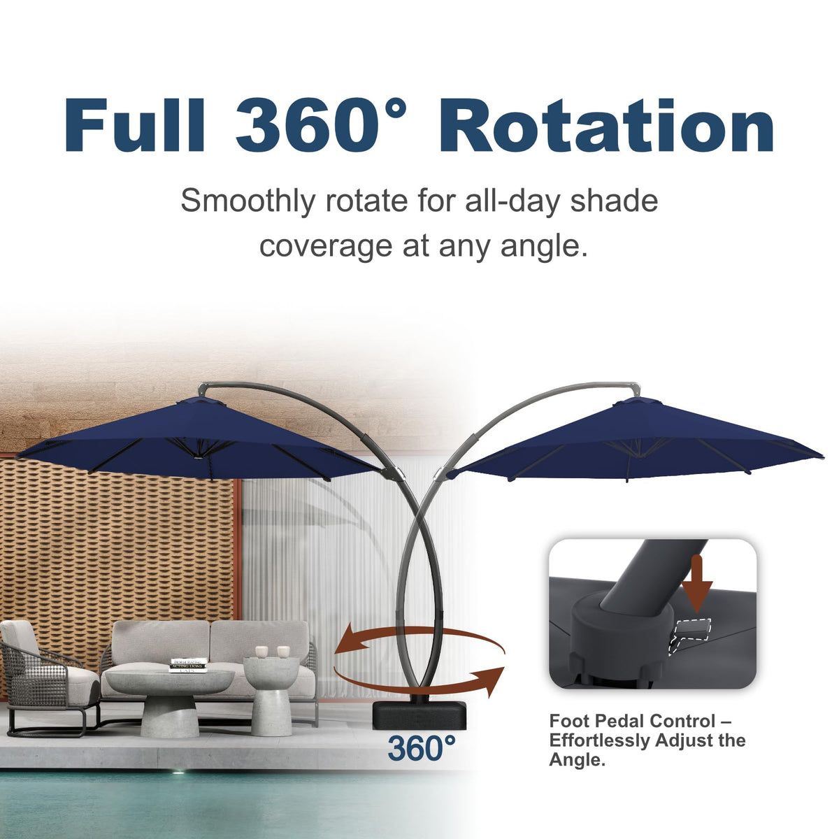 11FT Navy Blue Aluminum Cantilever Umbrella with Base M838