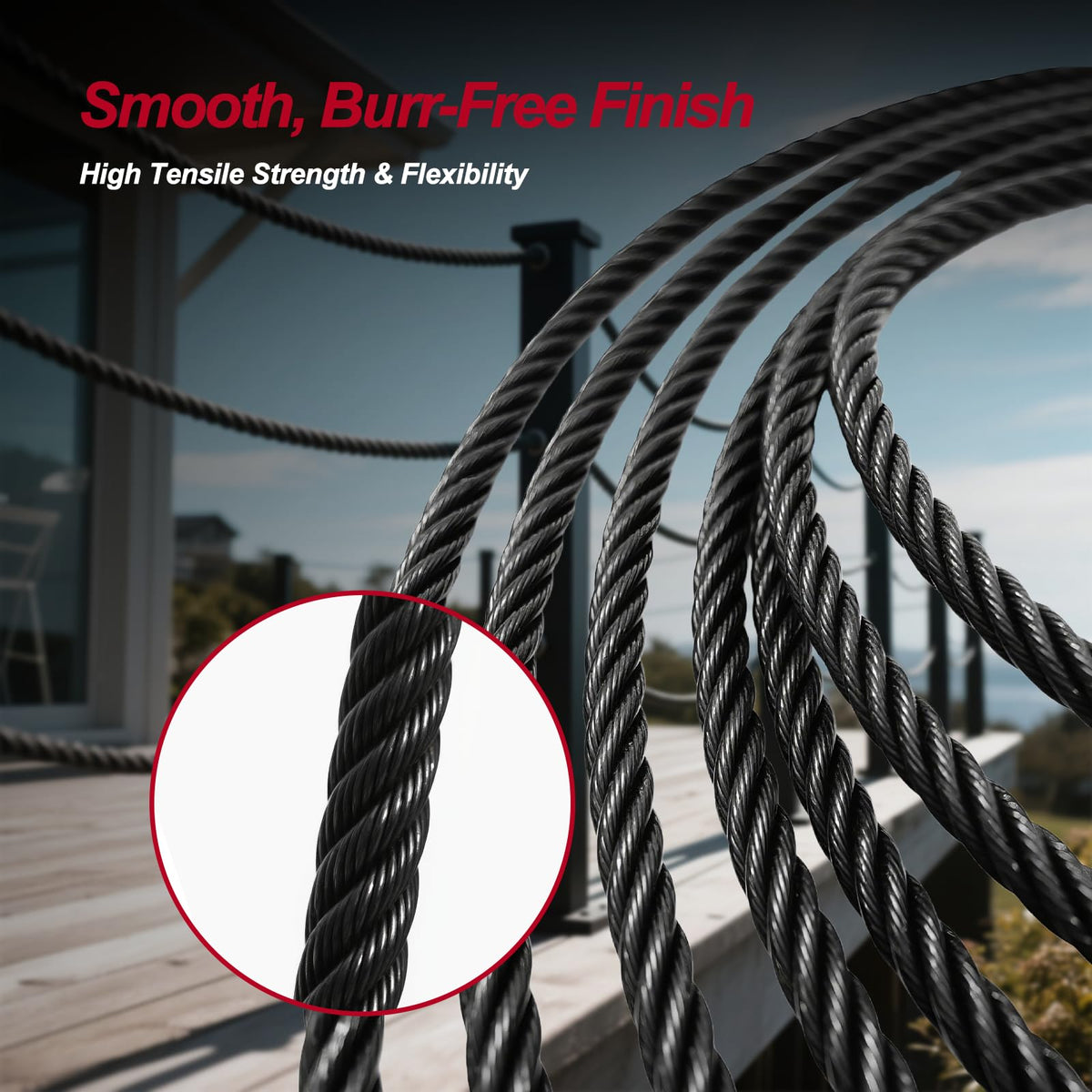 Black 1/8in T316 Stainless Steel Wire Rope Y747