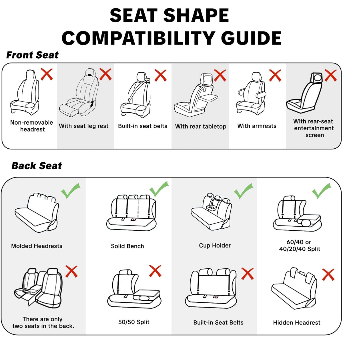 Universal Car Seat Covers Full Set 5 Seats N4622